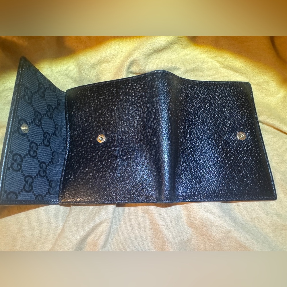 Gucci Trifold Vintage Wallet Change Purse Black - Picture 3 of 7